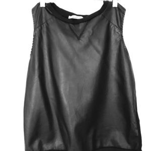 Pull & Bear Black Faux Leather Tank Top